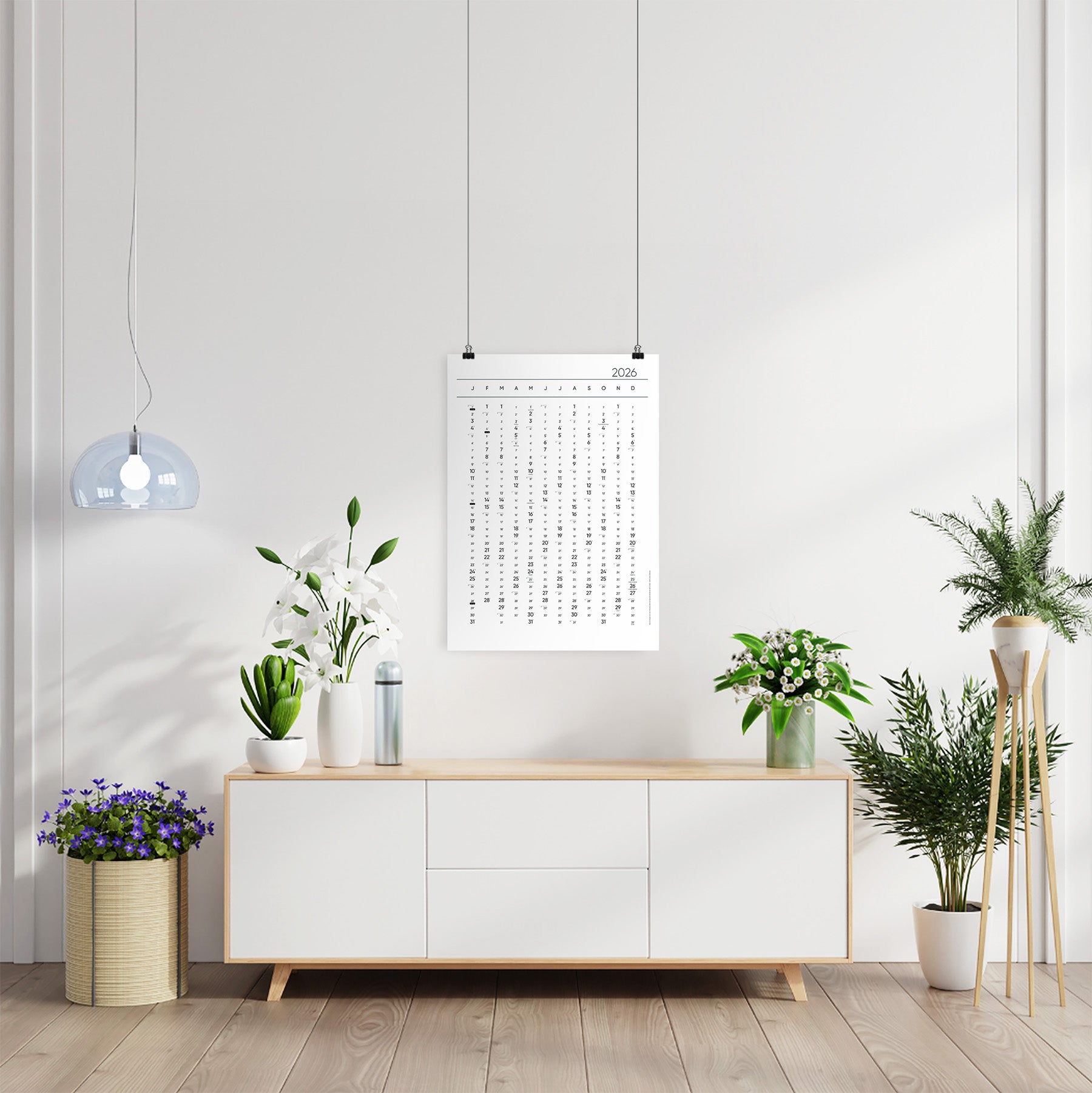 Jahreskalender-Poster 2026 weiß