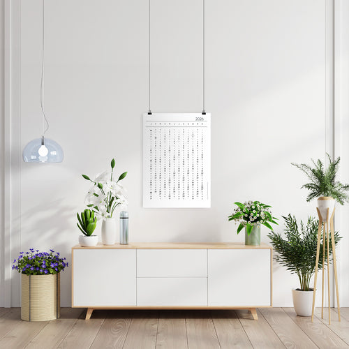Jahreskalender-Poster 2026 weiß