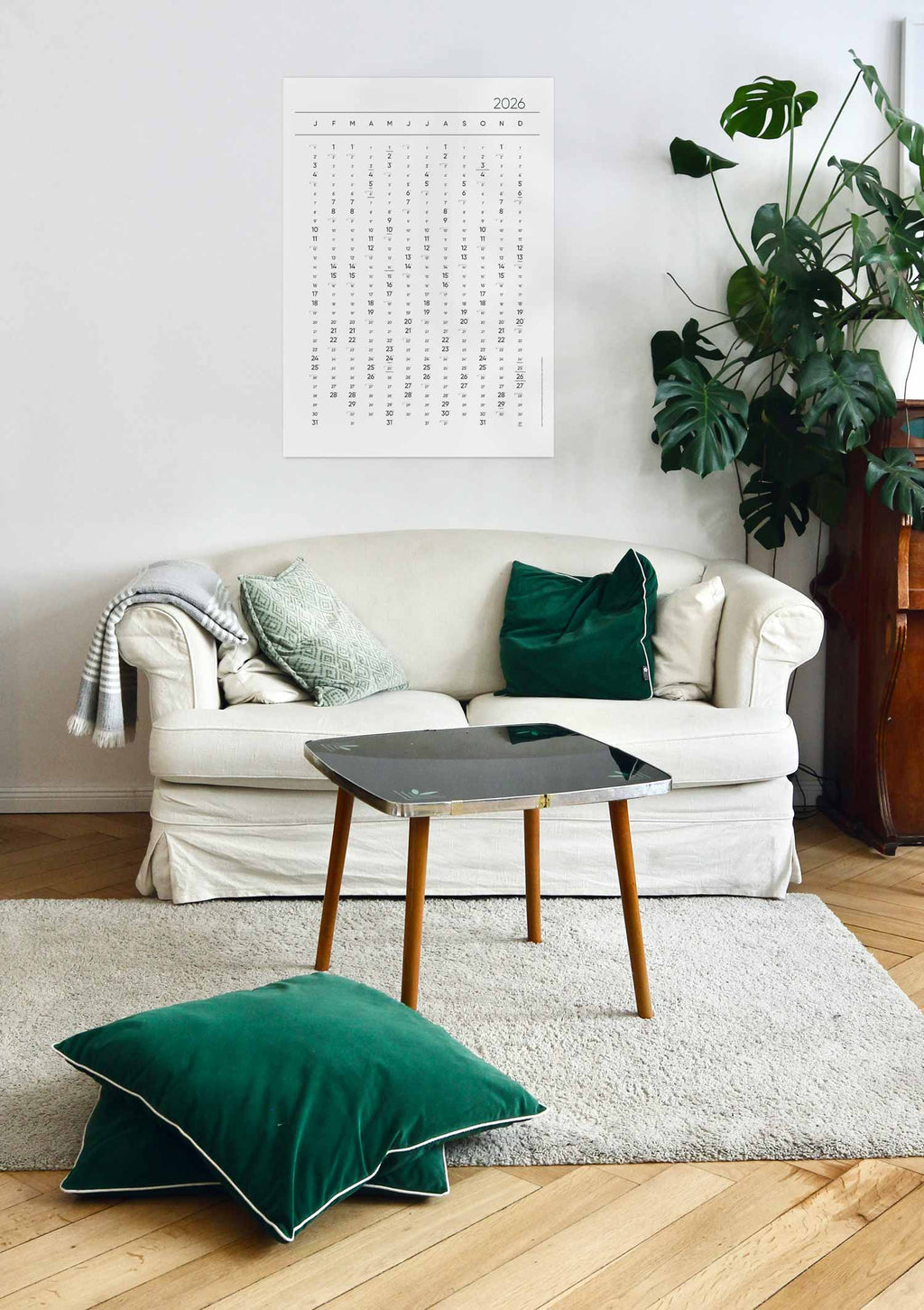 Jahreskalender-Poster 2026 weiß