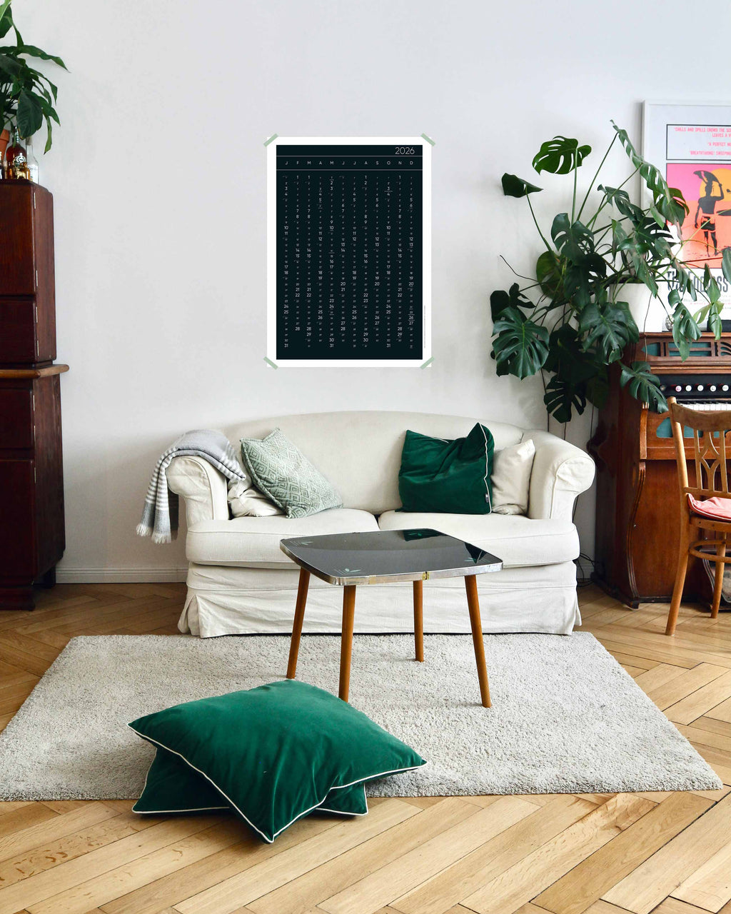 Jahreskalender-Poster 2026 schwarz